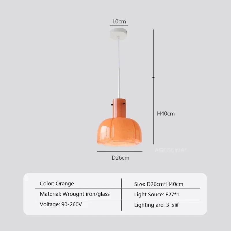 Suspension LED en verre au design nordique en suspension | Marco Lucetti Orange / Blanc froid