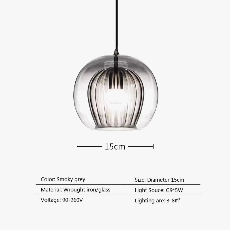 Suspension LED en verre au design nordique - Gris fumé influence scandinave