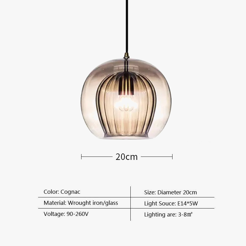 Suspension LED en verre au design nordique - Gris fumé influence scandinave