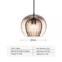 Suspension LED en verre au design nordique - Gris fumé influence scandinave | Marco Lucetti LPL133 Cognac 25cm / Blanc froid