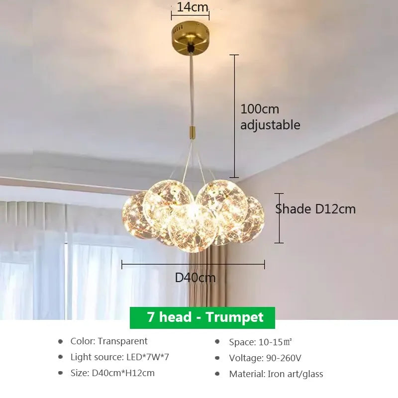 Suspension LED en verre design Nordique Moderne
