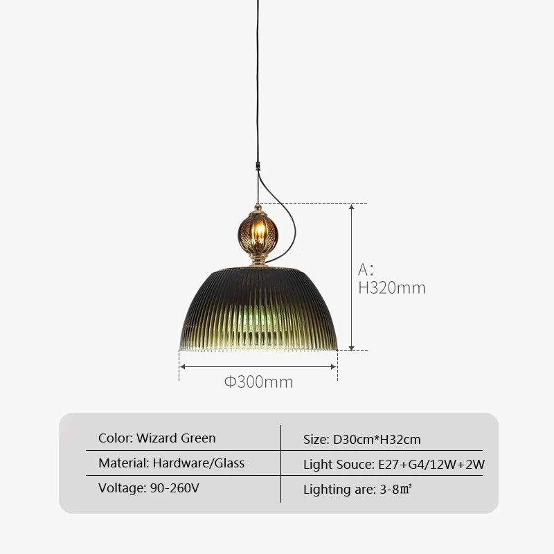 Suspension LED en verre au design nordique contemporain.