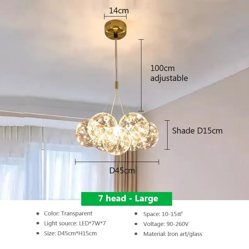 Suspension LED en verre design Nordique Moderne