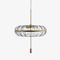 Suspension LED en verre avec cercle doré | Marco Lucetti