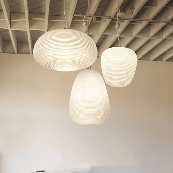 Suspension LED en verre blanc Caligari | Marco Lucetti