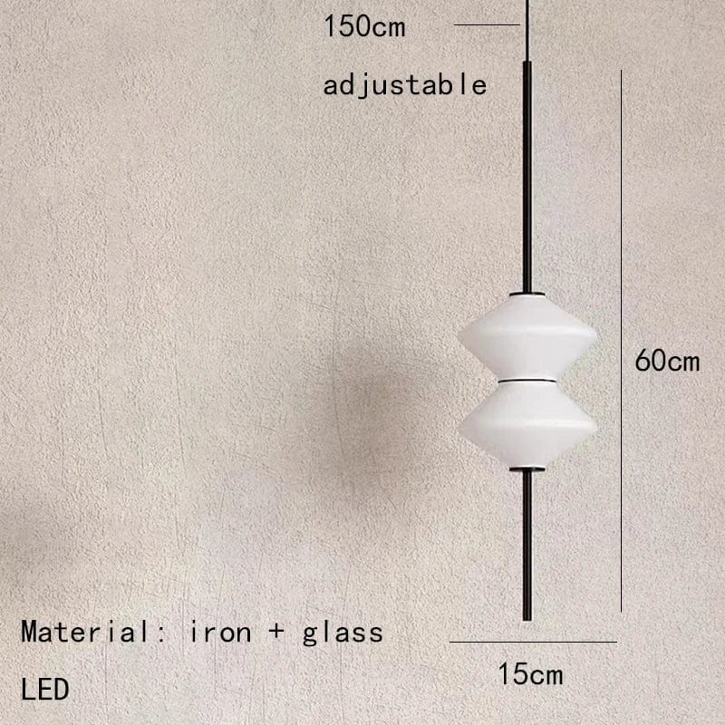 Suspension LED en verre blanc design | Marco Lucetti 2 lumières-noir / Lumière chaude 3000K