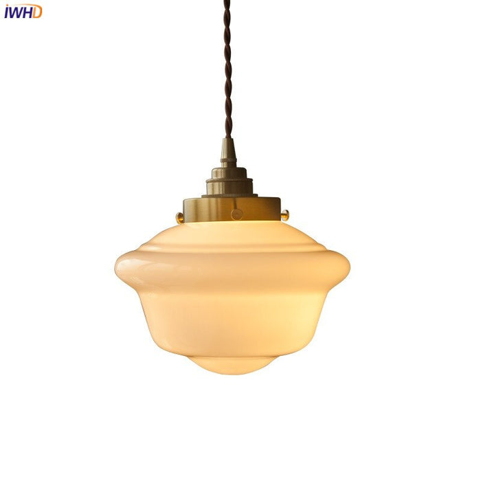 Suspension LED verre blanc.