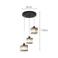 Suspension LED en verre carré - Design contemporain | Marco Lucetti 3 lampes - Base ronde