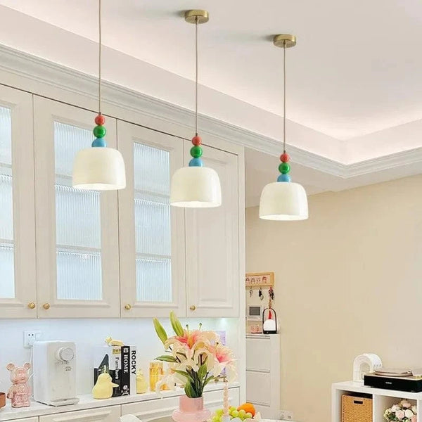 Suspension LED en verre Crème pour Intérieur Moderne | Marco Lucetti
