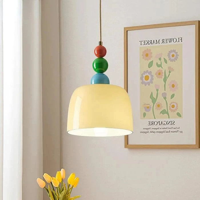 Suspension LED en verre Crème pour Intérieur Moderne | Marco Lucetti