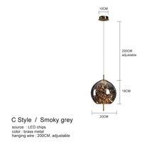 Suspension LED en verre de luxe | Marco Lucetti Style C Gris fumé
