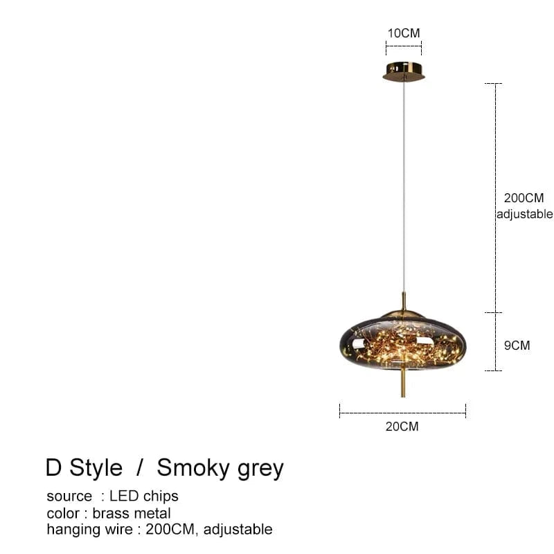 Suspension LED en verre de luxe | Marco Lucetti Style D Gris fumé