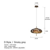 Suspension LED en verre de luxe | Marco Lucetti Style D Gris fumé