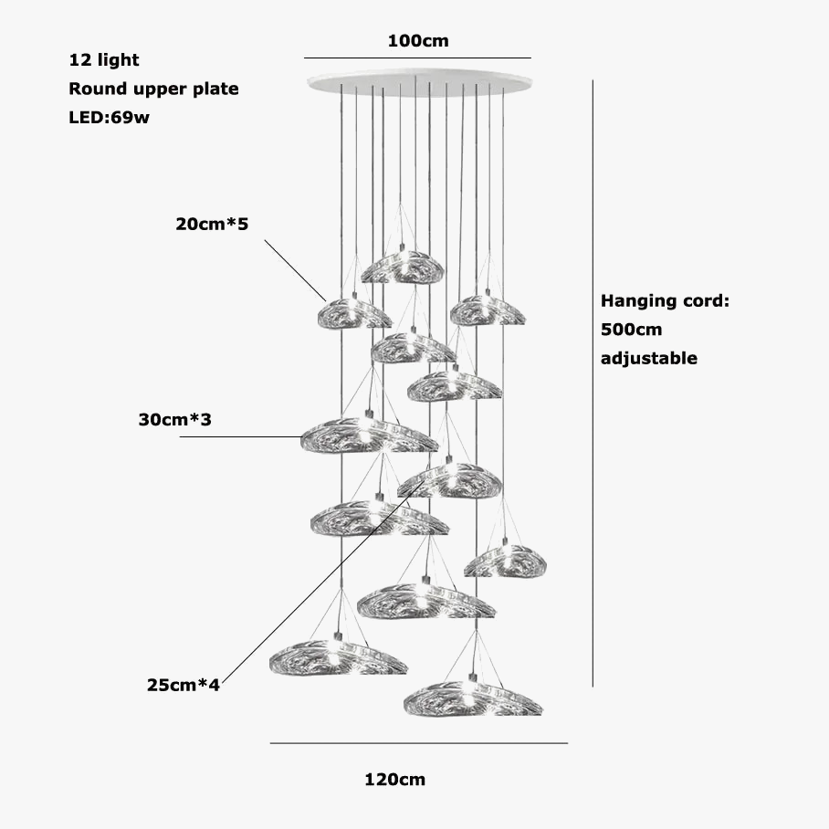 Suspension LED en verre design nordique Manta.