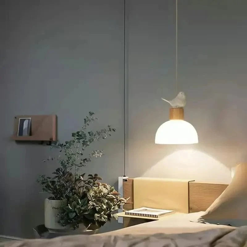 Suspension LED en verre design nordique avec petit oiseau créatif | Marco Lucetti