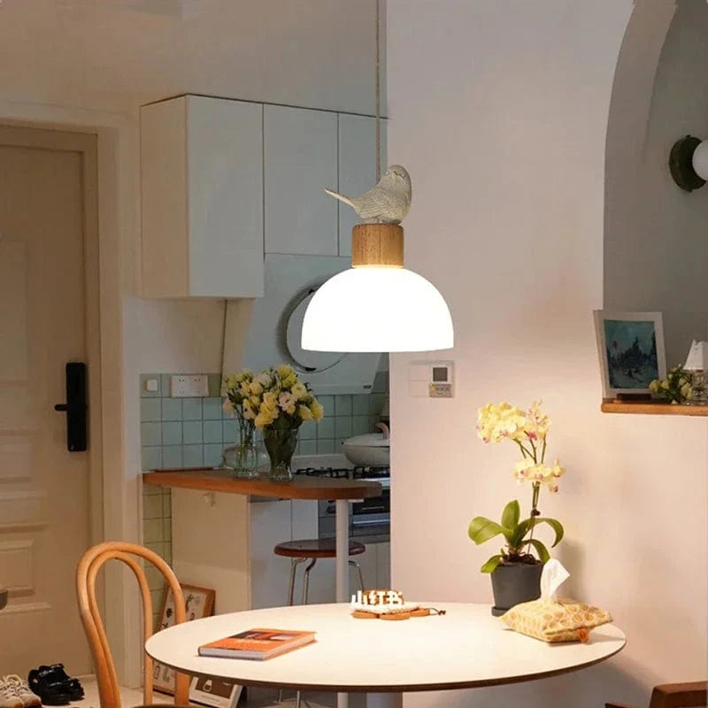 Suspension LED en verre design nordique avec petit oiseau créatif | Marco Lucetti