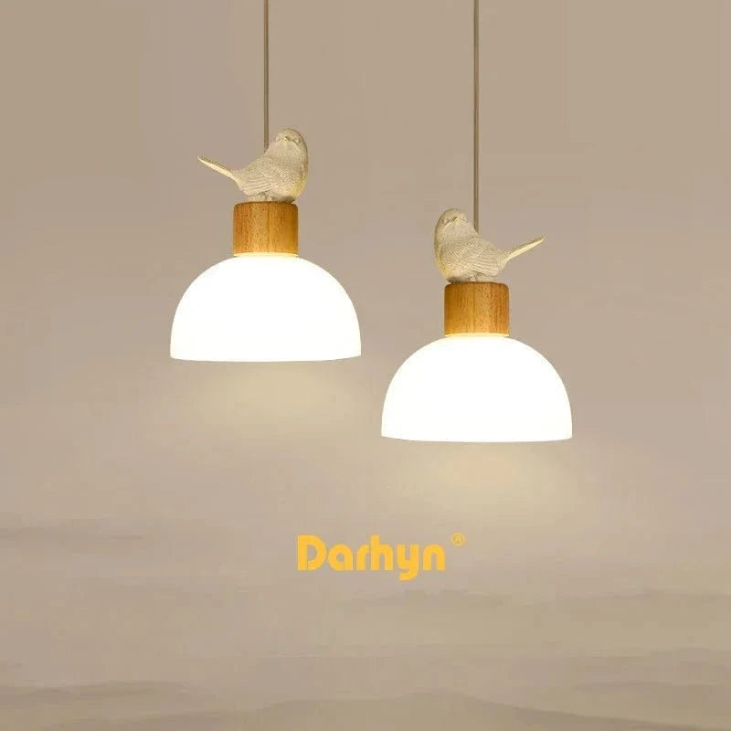 Suspension LED en verre design nordique avec petit oiseau créatif | Marco Lucetti