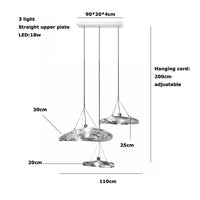Suspension LED en verre design nordique Manta. | Marco Lucetti Base longue à 3 lumières / Lumière chaude 3000K