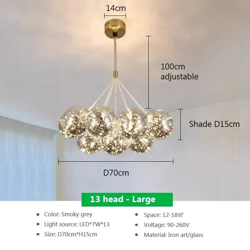 Suspension LED en verre design Nordique Moderne | Marco Lucetti PL023G012 A 13H S La / Blanc froid