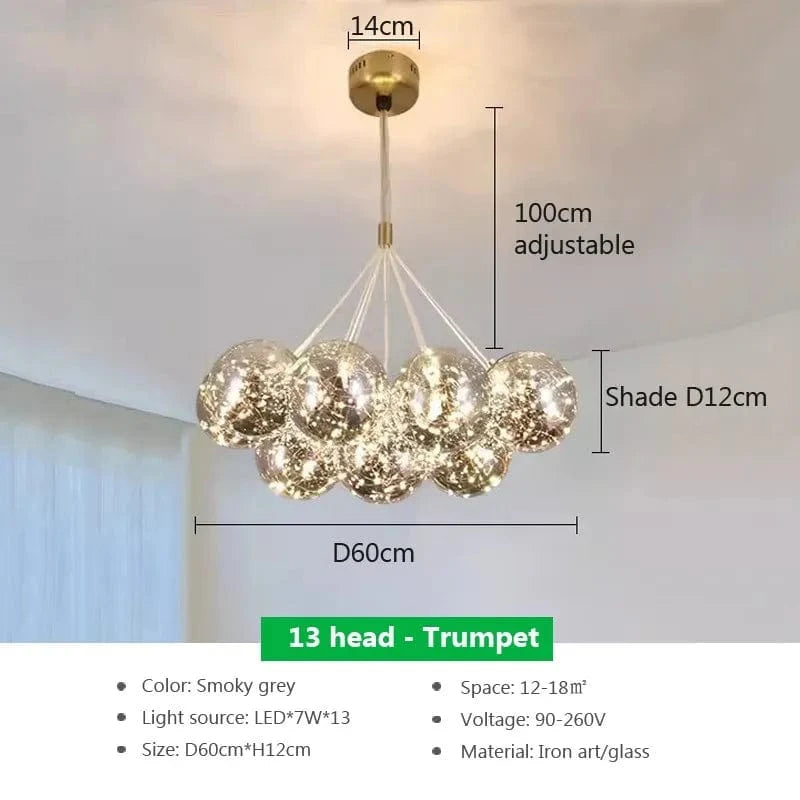 Suspension LED en verre design Nordique Moderne | Marco Lucetti PL023G012 A 13H S Tr / Blanc froid