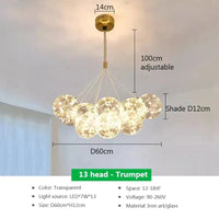 Suspension LED en verre design Nordique Moderne | Marco Lucetti PL023G012 A 13H T Tr / Blanc froid