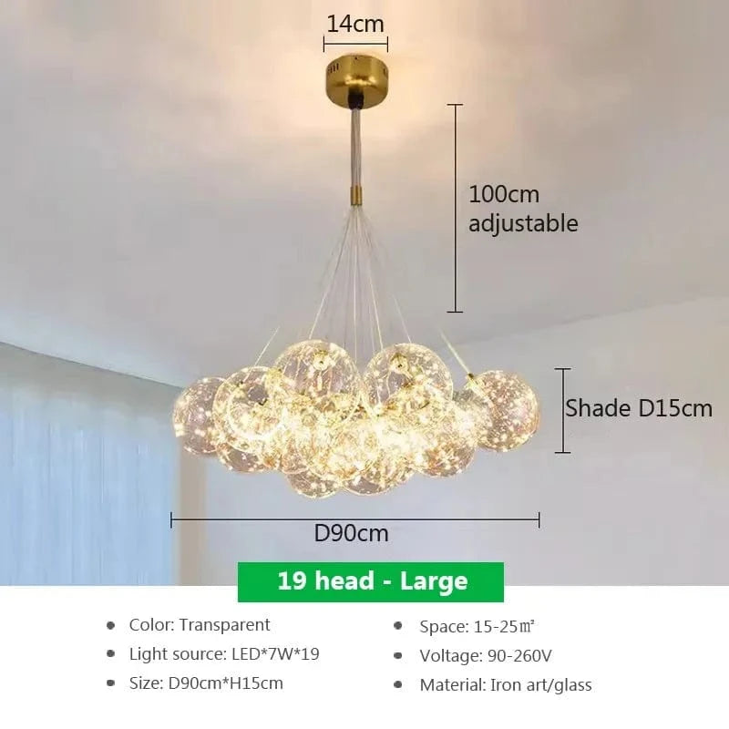 Suspension LED en verre design Nordique Moderne | Marco Lucetti PL023G012 A 19H T La / Blanc froid