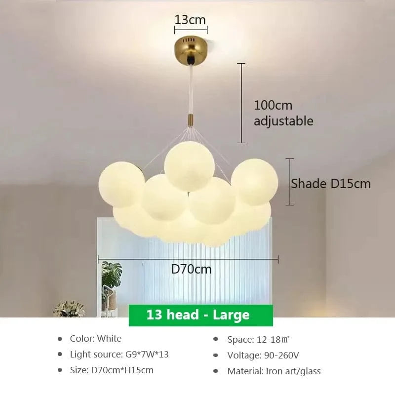 Suspension LED en verre design Nordique Moderne | Marco Lucetti PL023G012 B 13H Lar / Blanc froid