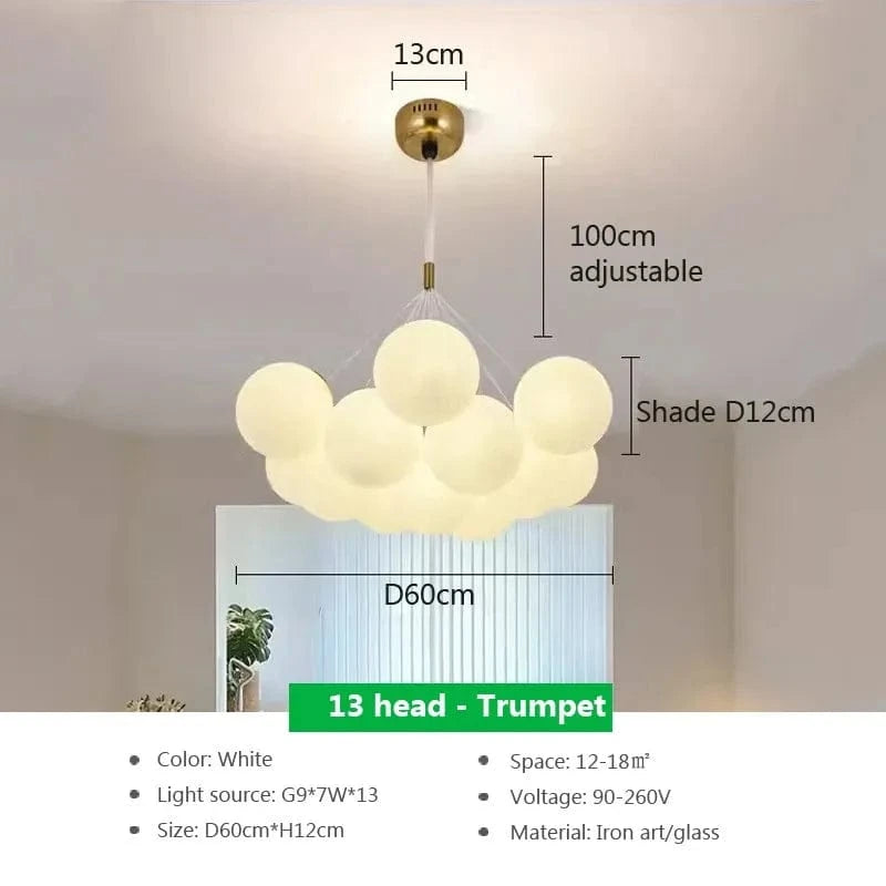 Suspension LED en verre design Nordique Moderne | Marco Lucetti PL023G012 B 13H Tru / Blanc froid