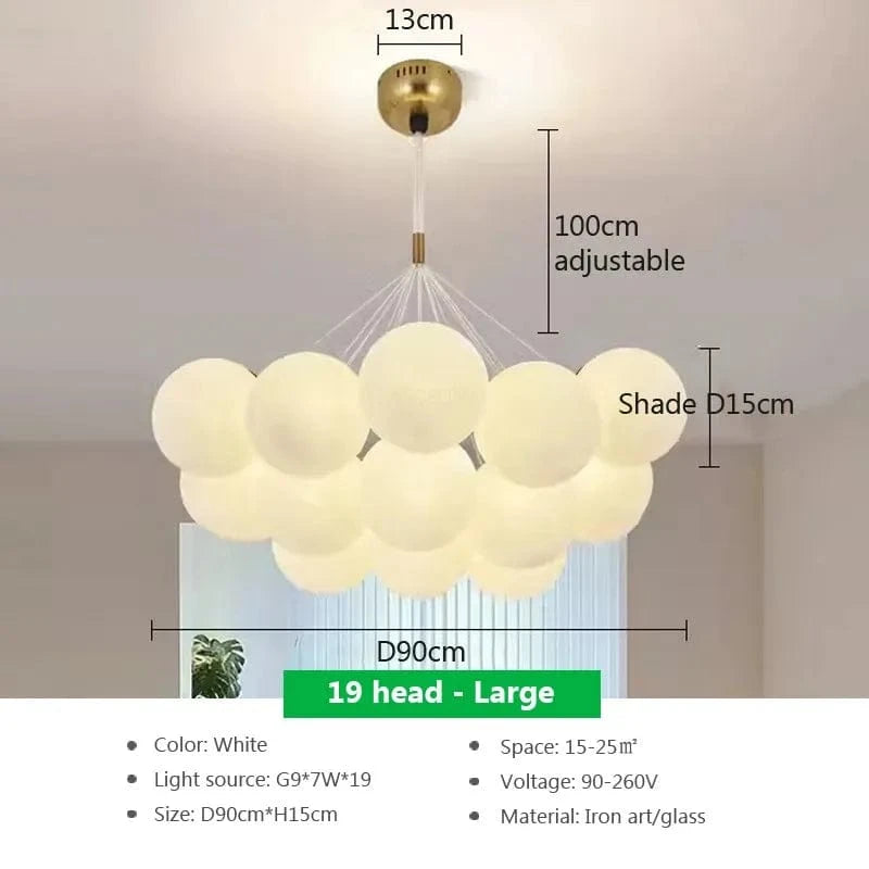 Suspension LED en verre design Nordique Moderne | Marco Lucetti PL023G012 B 19H Lar / Blanc froid