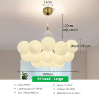 Suspension LED en verre design Nordique Moderne | Marco Lucetti PL023G012 B 19H Lar / Blanc froid