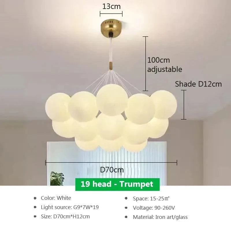 Suspension LED en verre design Nordique Moderne | Marco Lucetti PL023G012 B 19H Tru / Blanc froid