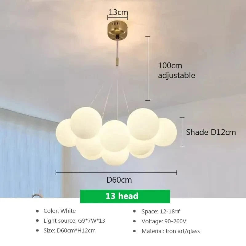 Suspension LED en verre design Nordique Moderne | Marco Lucetti PL023G012 C 13H / Blanc froid