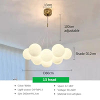 Suspension LED en verre design Nordique Moderne | Marco Lucetti PL023G012 C 13H / Blanc froid