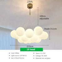 Suspension LED en verre design Nordique Moderne | Marco Lucetti PL023G012 C 19H / Blanc froid