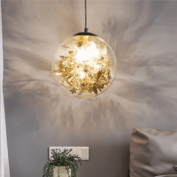 Suspension LED en verre Golden Bloom par Kevin Reilly | Marco Lucetti
