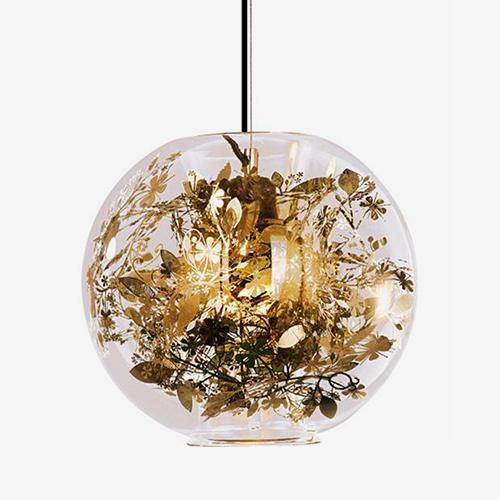 Suspension LED en verre Golden Bloom par Kevin Reilly | Marco Lucetti A