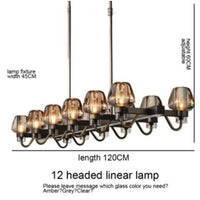 Suspension LED en verre moderniste | Marco Lucetti Lampe linéaire 12 têtes / Sans ampoule