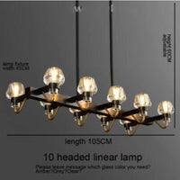 Suspension LED en verre moderniste | Marco Lucetti Lampe linéaire à 10 têtes / Sans ampoule