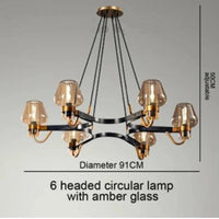 Suspension LED en verre moderniste | Marco Lucetti Verre ambré 6 têtes / Sans ampoule