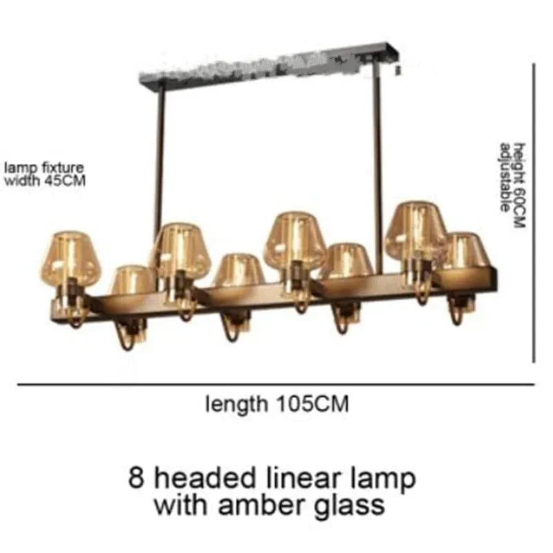 Suspension LED en verre moderniste | Marco Lucetti Verre ambré 8 tête 1 / Sans ampoule