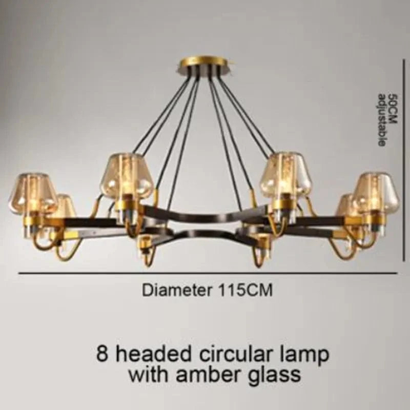 Suspension LED en verre moderniste | Marco Lucetti Verre ambré 8 têtes / Sans ampoule