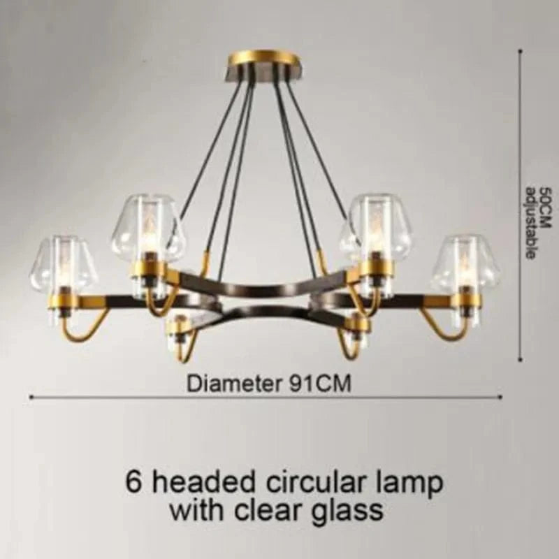 Suspension LED en verre moderniste | Marco Lucetti Verre clair 6 têtes / Sans ampoule