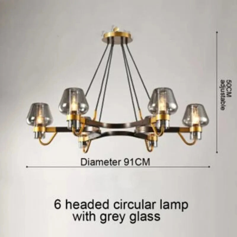 Suspension LED en verre moderniste | Marco Lucetti Verre gris 6 têtes / Sans ampoule