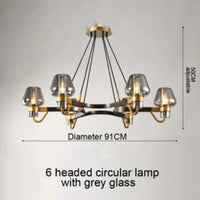 Suspension LED en verre moderniste | Marco Lucetti Verre gris 6 têtes / Sans ampoule
