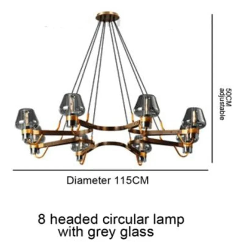 Suspension LED en verre moderniste | Marco Lucetti Verre gris 8 tête 1 / Sans ampoule