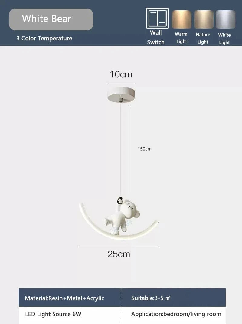 Suspension LED Enfant Chambre Animaux Marins | Marco Lucetti Ours blanc / 6W / 3 Température de couleur