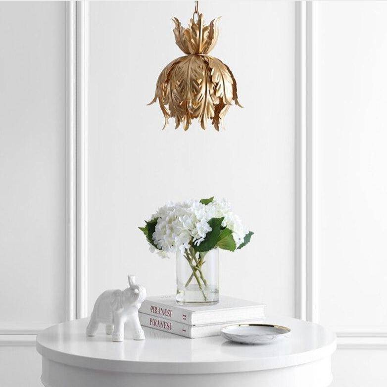 Suspension LED feuilles dorées en métal | Marco Lucetti