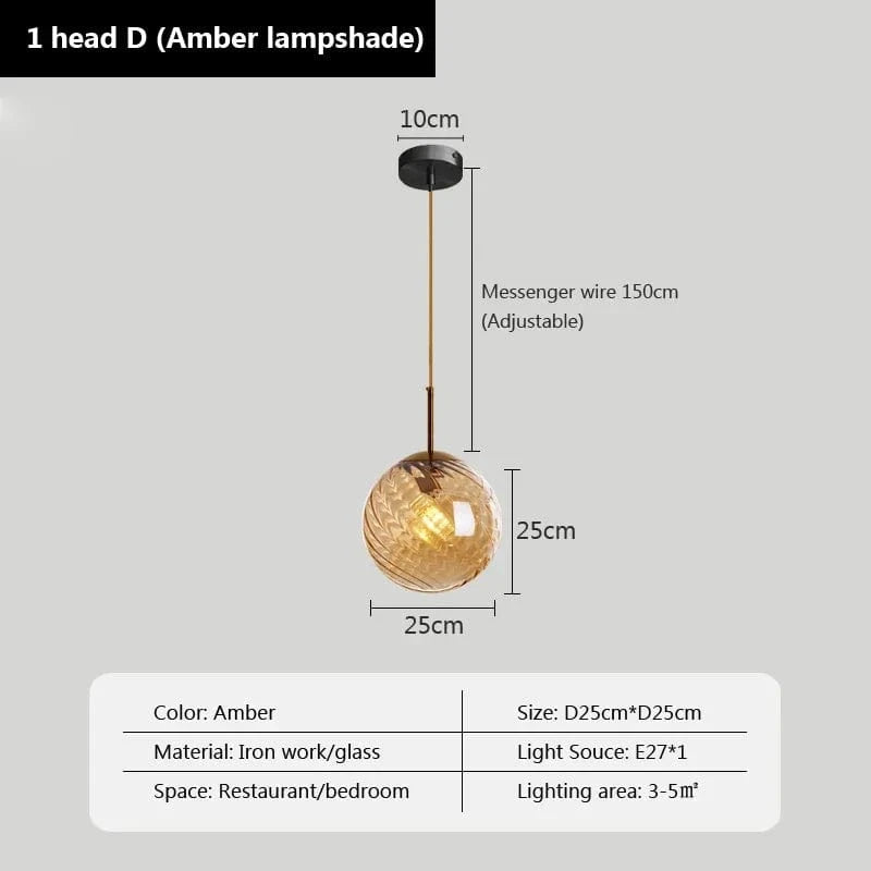 Suspension LED Globe Design Moderne pour Restaurant et Bar | Marco Lucetti H / Sans ampoule