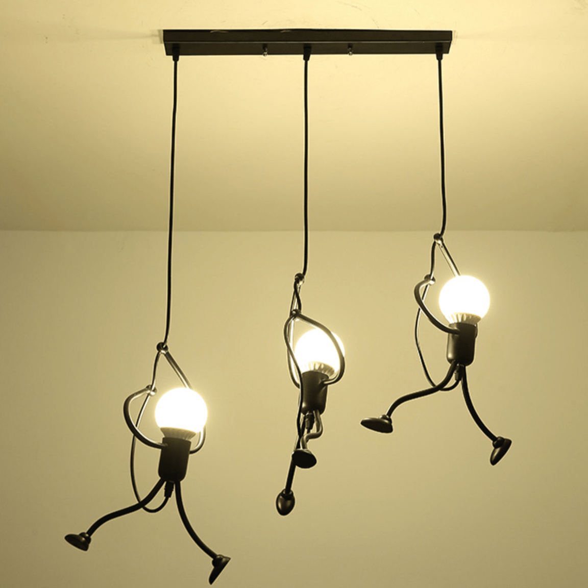 Suspension LED "Human" - Design et originalyahuttité | Marco Lucetti 3 lampes - Support barre
