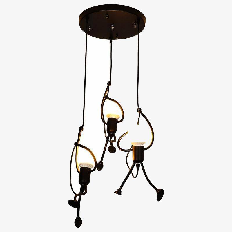 Suspension LED "Human" - Design et originalyahuttité | Marco Lucetti 3 lampes - Support rond